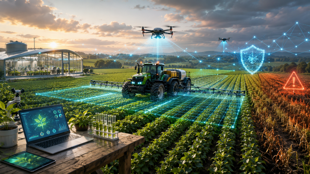 Impacts of AI on Agriculture: Applications, Training and Risks